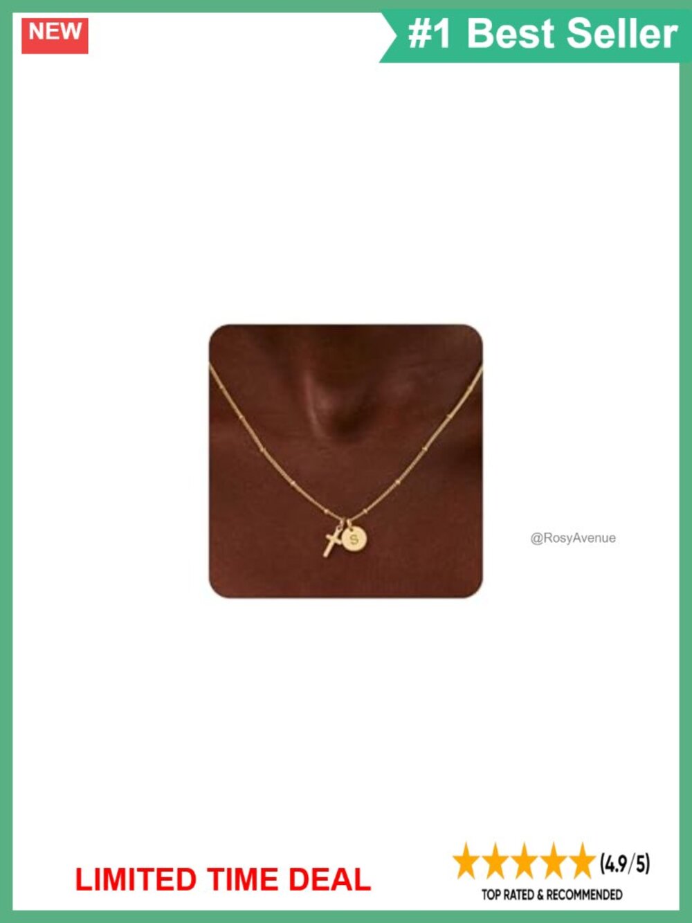 14k Gold Plated Initial Cross Necklace Adjustable Faith Gift